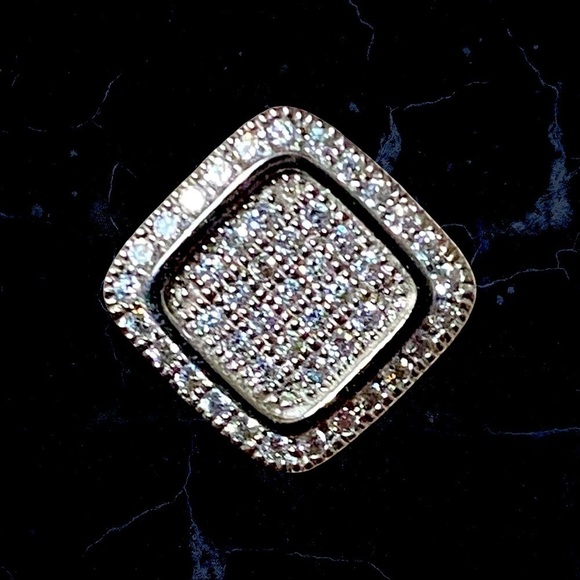 Crystal and Rhodium Post Earrings - Picture 2 of 6